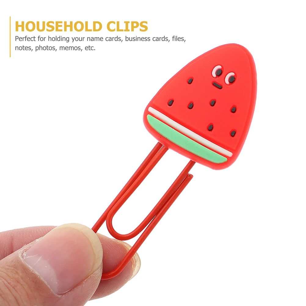 

8 Pcs Watermelon Shaped Paper Clips Cute Fruit Bookmarks Office School Supplies Soft Rubber Document Clips Tiny Pins Durability