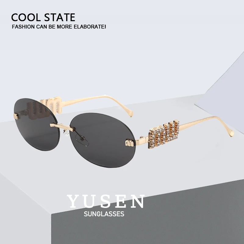 New Oval Frame Sunglasses, Unisex, Personalized Cut-Edge Diamond-Encrusted Glasses, Suitable for Various Occasions, Stylish Design Small Frame Sunglasses, the Perfect Gift