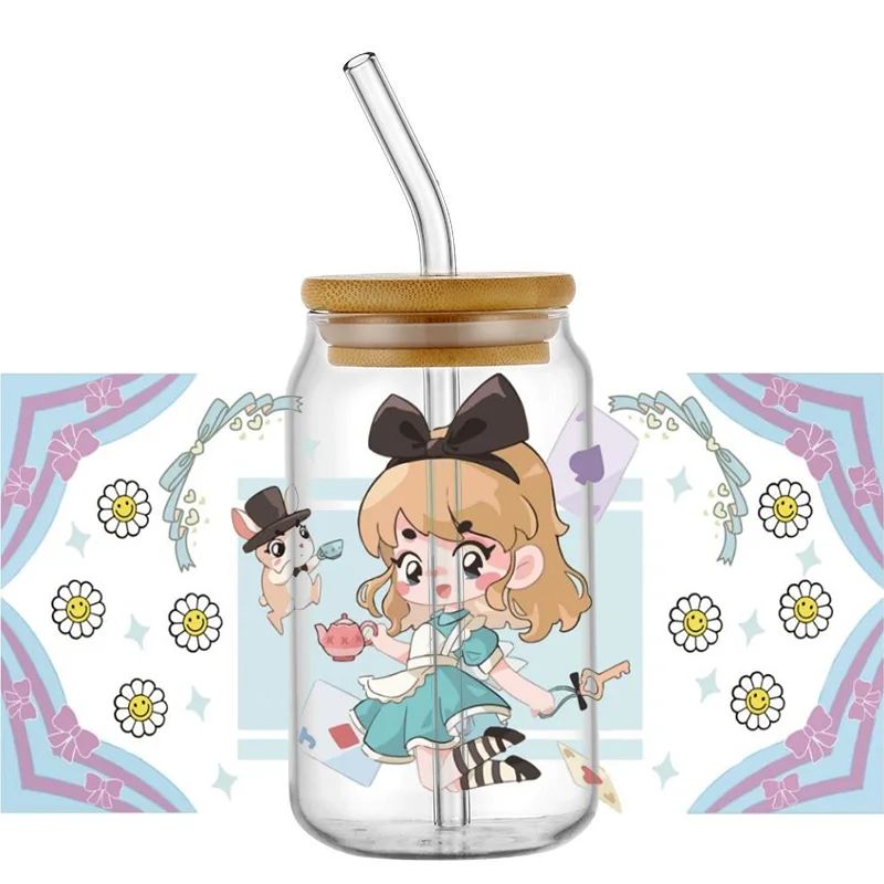 Miniso Q-version Princess UV DTF Transfer Sticker Cartoon for 16 Oz Libbey Cups Wrap Selfadhesive Waterproof Decals Custom