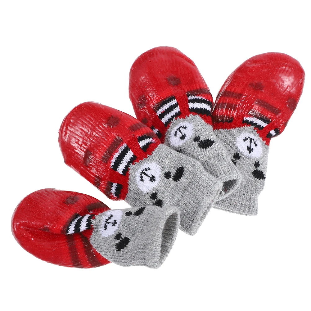 

4Pcs Pet Waterproof Shoes Socks Cute Cartoon Pattern Anti Slip Dog Socks Breathable Cotton Paw Protectors Durable Dog Booties