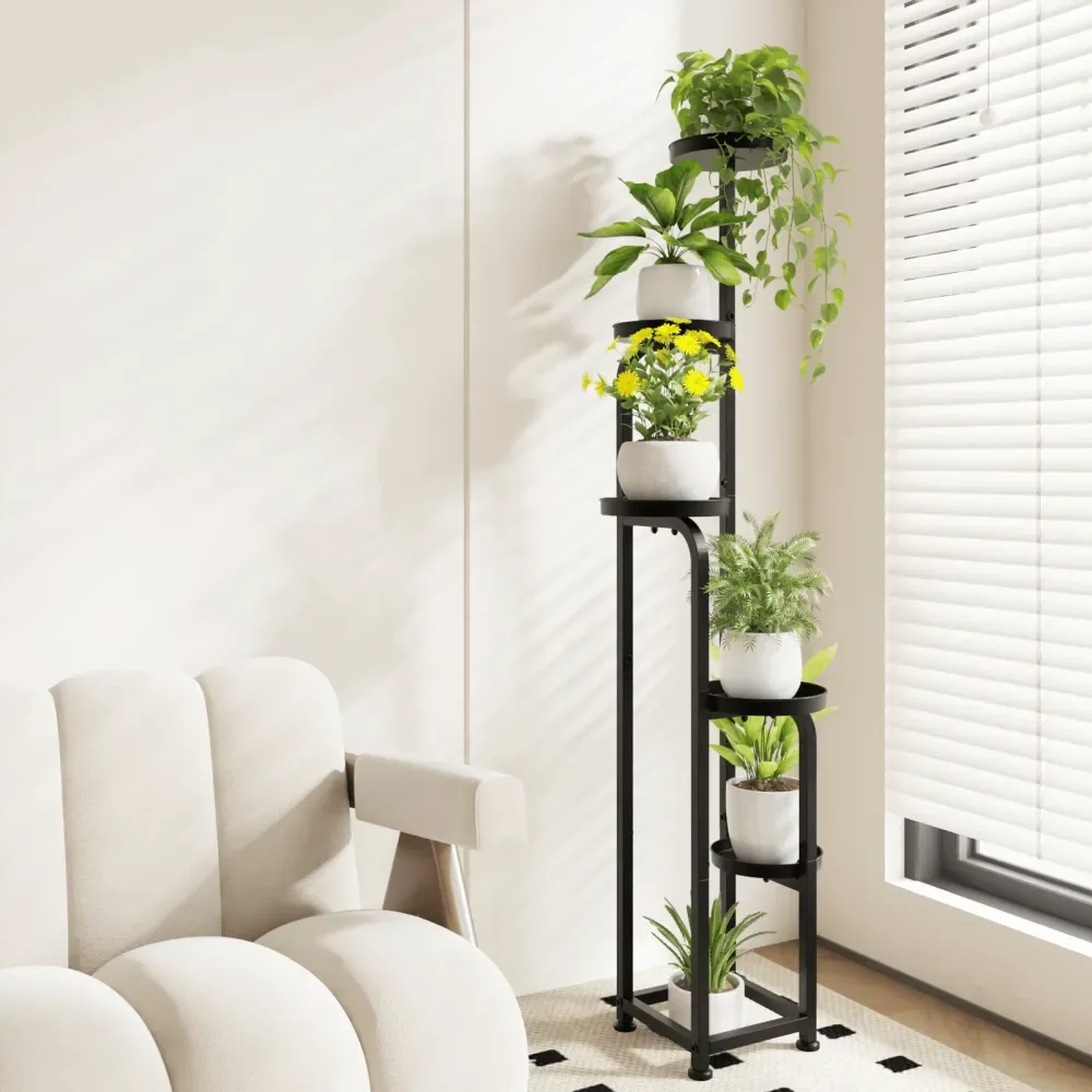 

Plant Stand Indoor Outdoor, Corner Metal Flower Pot Stands For Multiple Plants, 5 Tier Heavy Duty Plant Shelf For Patio Garden