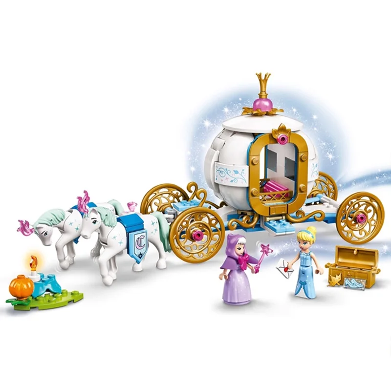 سندريلا النقل الملكي اللبنات 237 قطعة الطوب المتوافق تجميع اللعب الكرتون فتاة للطفل عيد الميلاد مفاجأة هدية