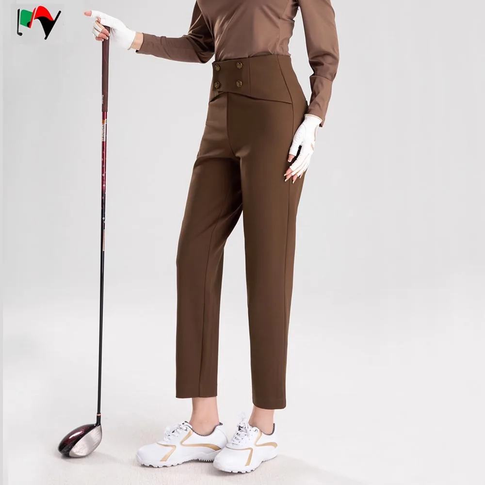 بلدي جولف المرأة السراويل الطويلة الخريف والشتاء الراقية تسع نقاط السراويل مرونة Sweatpants عالية الخصر الترفيه بنطال رياضي