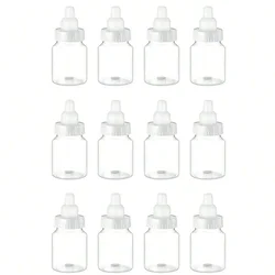 12Pcs White Baby Bottle Shape Candy Bottle Baby Shower Favor Plastic Mini Feeding Bottle for Birthday Baby Shower Gift Decor