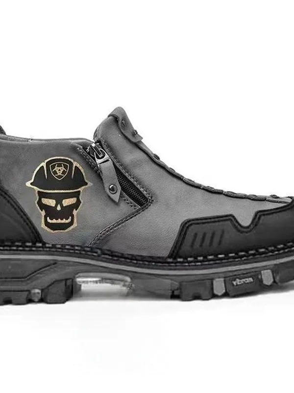 Botas Cortas para Hombre Millar, Zapatos de Esqueleto para Halloween, Botas Casuales de Moda Europea, de Cuero PU, para Prima...