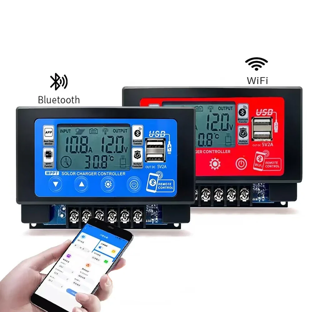 12V/24V Embedded MPPT Solar Controller 30A 60A bluetooth / Wifi App Control Lead-acid Lithium Battery Regulator for Solar System