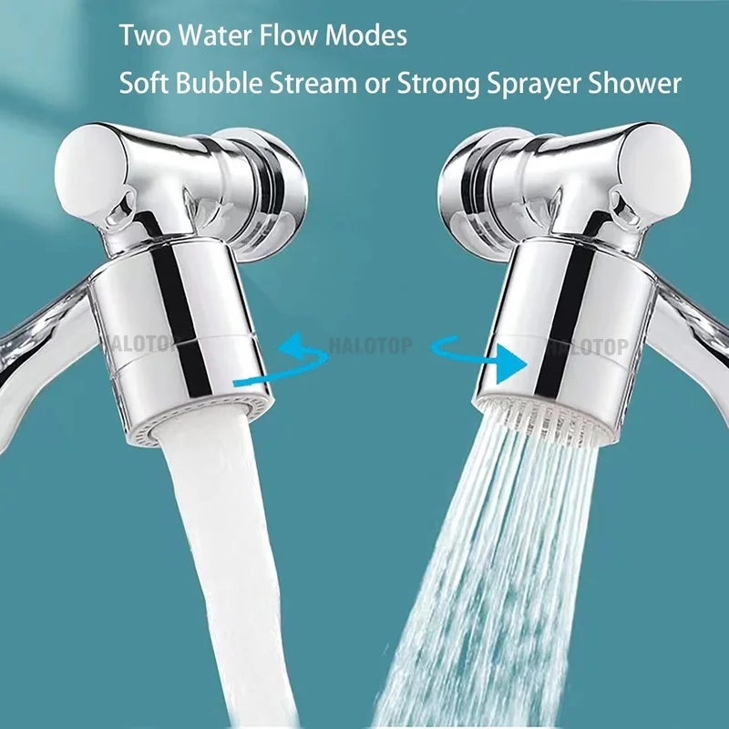1080° Universal Rotation Extender Faucet Aerator Plastic Tap Splash Filter Kitchen Washbasin Faucets Bubbler Nozzle Robotic Arm
