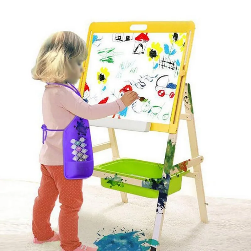 Unisex Colorful Kids Apron Non-Woven Fabric Plain Bib for Painting Baking Crafts Kitchen Playset - Children's Cooking Accessory