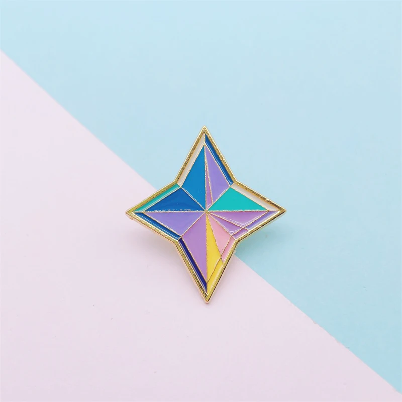 Creative Colorful Geometric Rhombus Enamel Brooch Game Badge Eye Alloy Pins Custom Badge Personality Jewelry Punk Gift