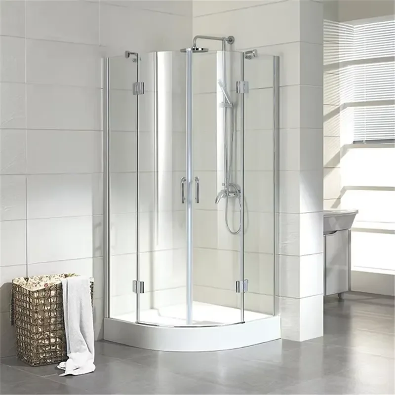Frameless Square Shower Board Set with Rectangular Curtain Durable High Performance for Hotel Bathroom Modern Design High