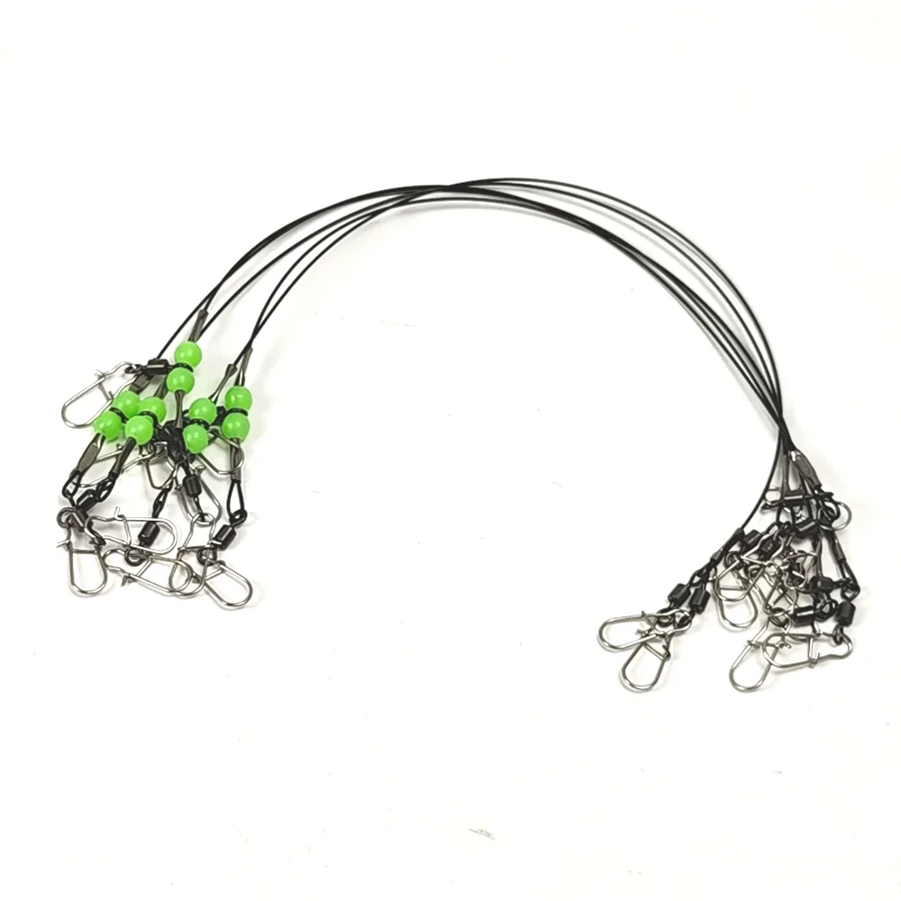 5er-Set Tintenfisch-Jig-Rig mit Drahtvorfach und Leuchtperlen-Wirbel für Eging-Tintenfischangeln, Meeresseepferdchen- und Oktopus-Angelausrüstung – Detail 2