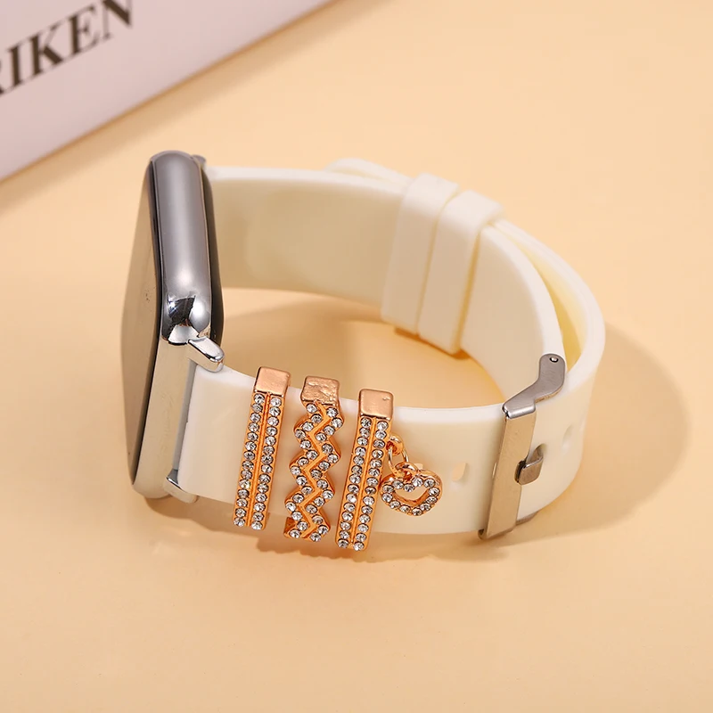 Wave Heart Ring Set per cinturino in Silicone Soft Sport Strap Charm per Iwatch Stud Decoration Charms per gioielli per bracciale Apple