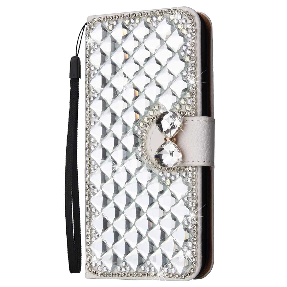 

Bling Diamond Case PU Leather Case For iPhone 15 Pro Max 15 Plus Pearl Wallet Case Wireless Charging Drop Magnetic Protect Cover