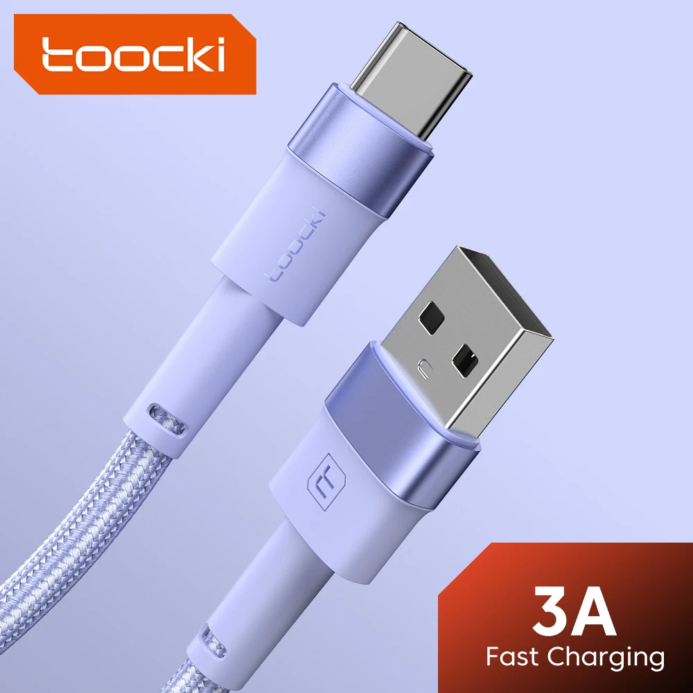 Toocki 3A USB Type C Cable  Fast Charging Wire USB-C Charger Data Cord  For Xiaomi Samsung S21 iPad Samsung Poco USB C Cable