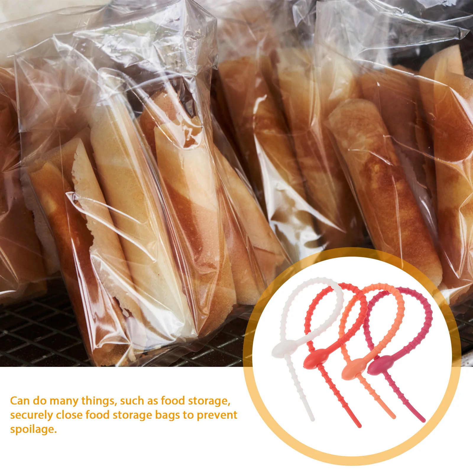 

10 pcs Silicone Ties Reusable Multifunctional Bread Snacks Bag Clip For Kitchen Household Electrical Wires Cable Organizer