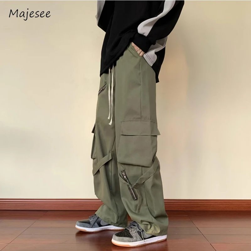 

Pants Men Casual Zipper Daily Simple Pockets Handsome Casual All-match Youthful Korean Style Streetwear Cozy Students Fashion