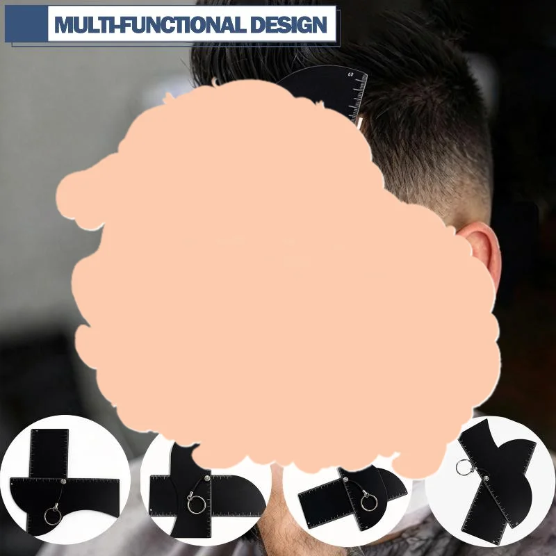 Rotatable Reusable Barber Card Easy Clean Measurement Indicator Beard Line Up Tool Black Hairline Maker Guide Tool