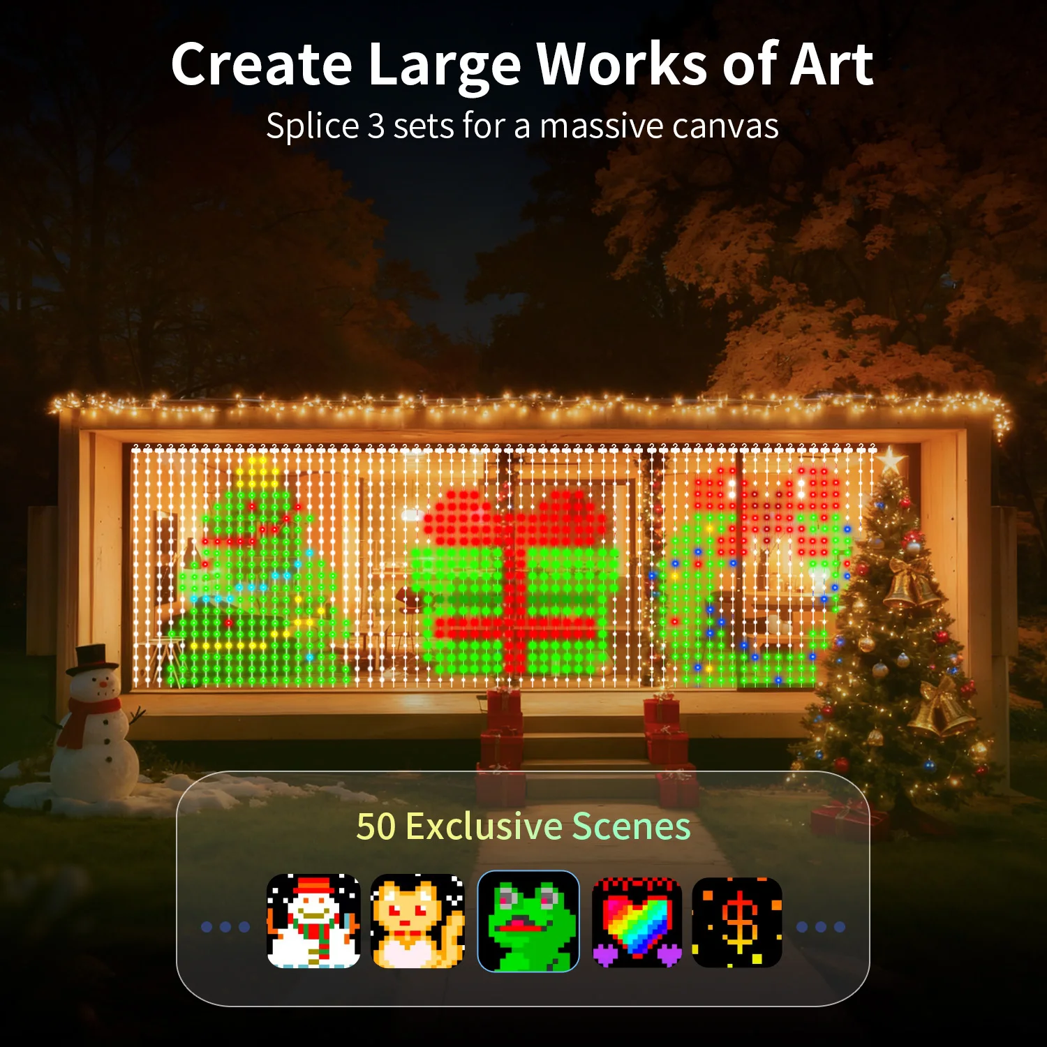 パターンledライト（アプリ制御付き）-400-led、usb給電、音楽同期rgbライト、diyスマートカーテンライト