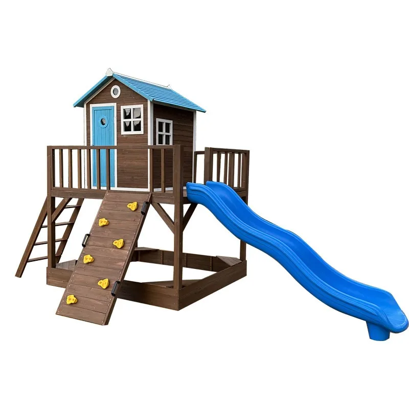 Outdoor wooden houses, slide wooden houses, wooden playhouses