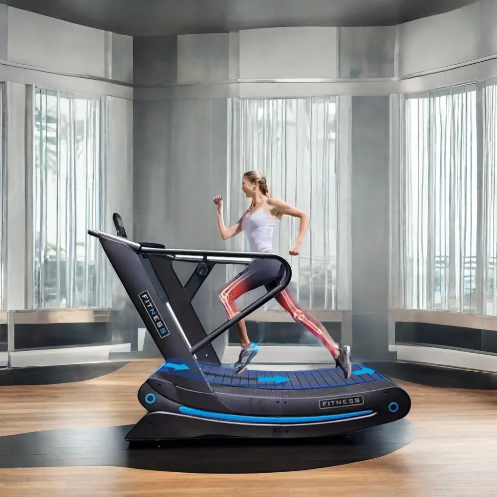 

Commercial Curved Manual Treadmill Air Runner Self-Generating Fitness Gym Cardio Non-Motorized Steel Treadmill Heart Rate