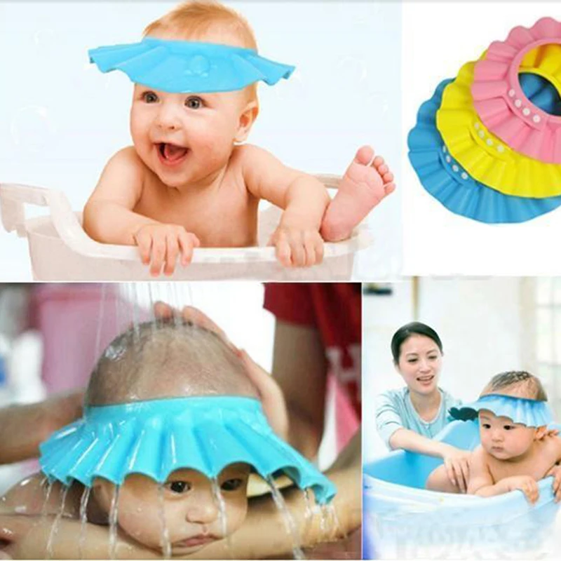 

Baby Shower Cap Adjustable Shampoo Hat For Children Shower Toddler Protect Ears Eyes Girl Boy Baby's Shower Supplies