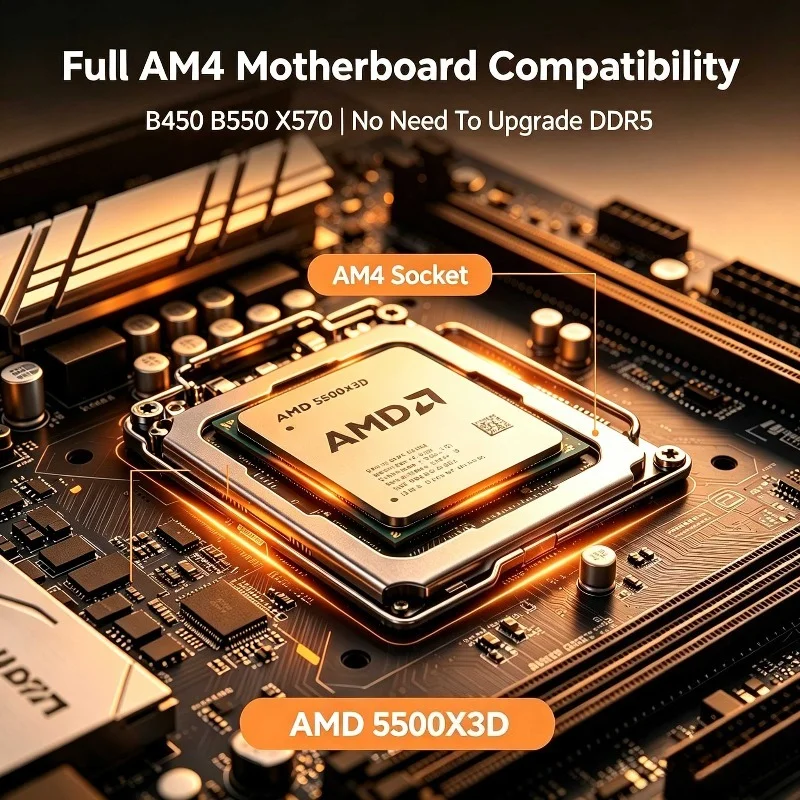 AMD Ryzen 5 5500X3D 6 Core 12 Thread 3D V-Cache 96MB L3 Cache 4.0