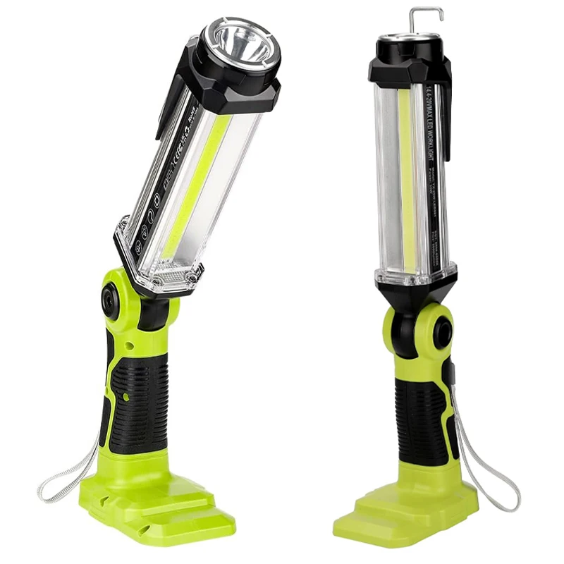 Cordless LED Work Light for Ryobi 18V ONE+ Lithium Battery 2000LM Outdoor Flashlight Spotlight with Hook Emergency Lighting