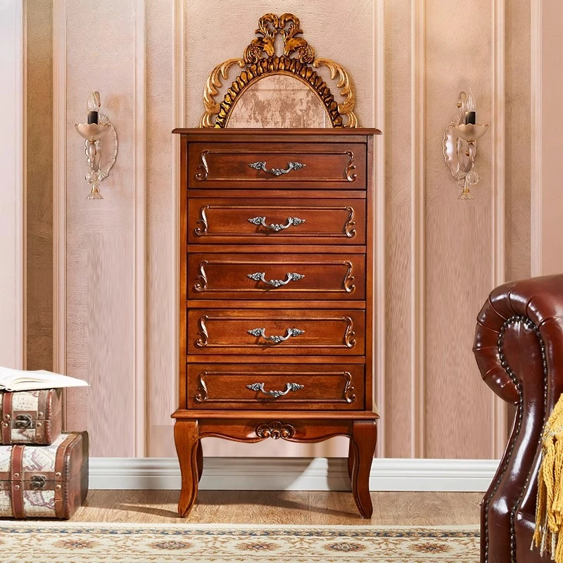 

American chest solid wood retro chest of drawers bedroom drawer locker European living room wall storage small cabinet
