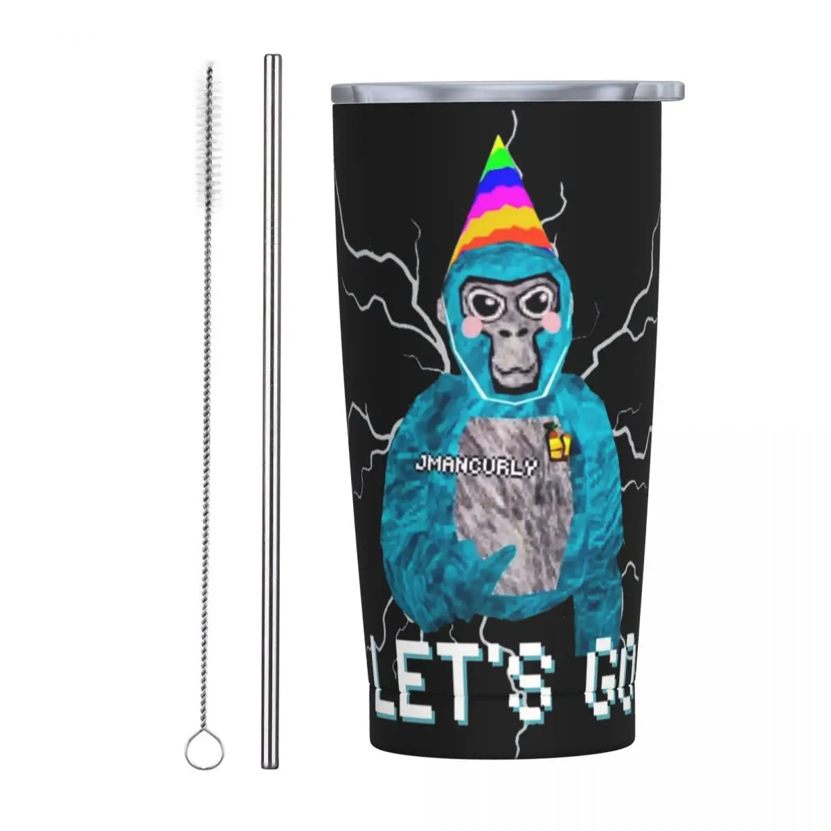 Gorilla Tag Jmancurly Monke Merch Stainless Steel Tumbler Vacuum Insulated Mugs Thermal Cold Bottle Straws With Lid 20oz