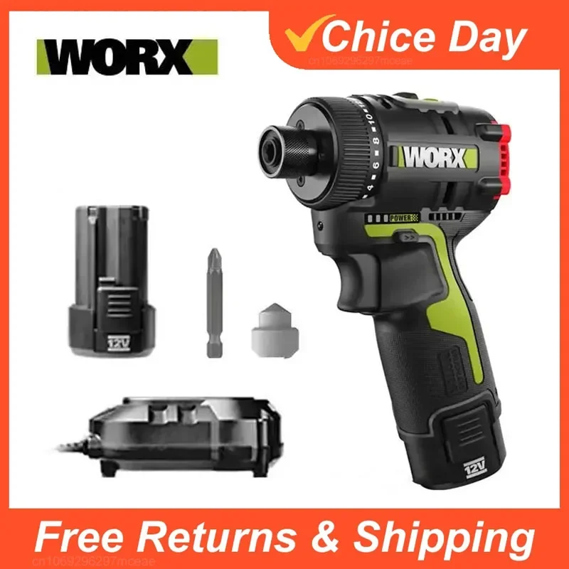 Worx WU129 Cordless Screwdriver Dual Speed 40Nm 12V 1800rpm Brushless Motor Adjustable Torque Wireless Drill Univeral Battery