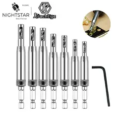 7Pcs Drill Bit Set Hole Puncher Hinge Tapper for Doors Self Centering Furadeira Herramientas Drill Perforator Power Tools
