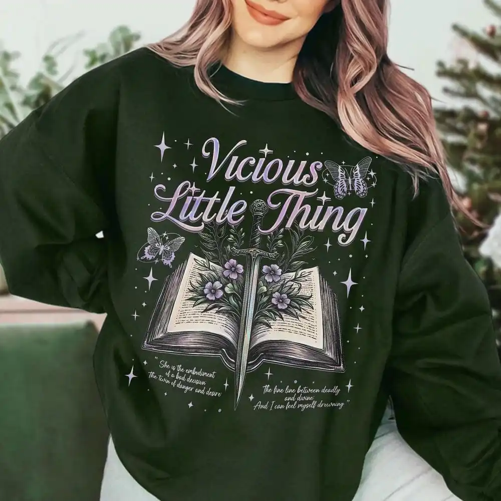 Vicious Little Thing Powerless Sweatshirt Kai Azer Paedyn Grijs Lange mouw Ronde hals Kleding Y2K Top Casual Dagelijks Streetwear