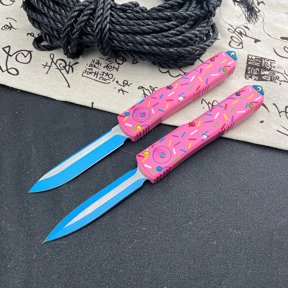 

UT85 Pink T6 aluminum Outdoor Pocket Knife Utility Multifunctional Survival Hiking Self Defense EDC Portable D2 Knives for Men