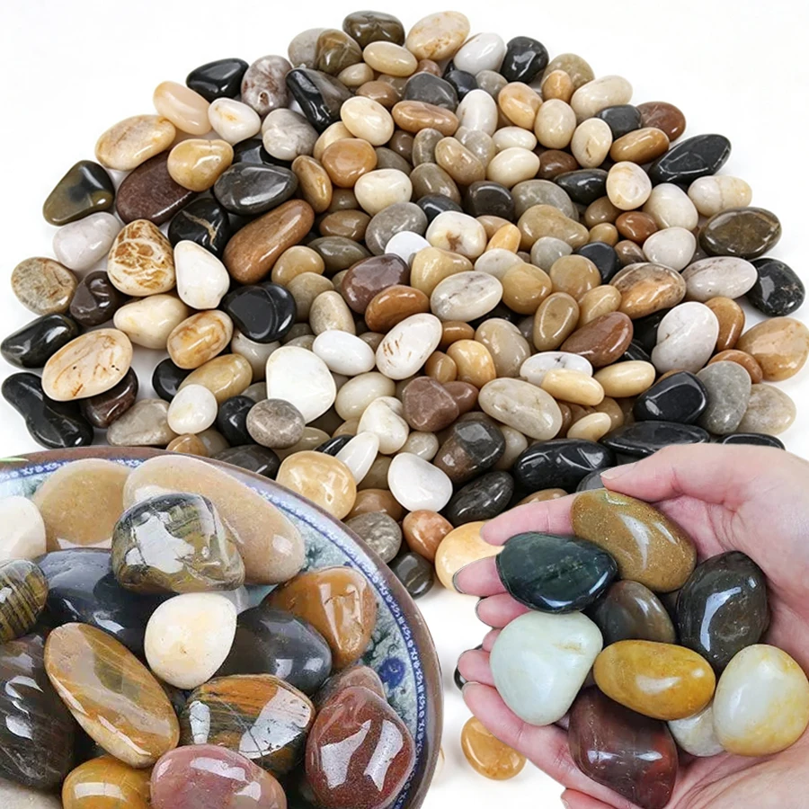 500/1000g Smooth Polished Pebble Stone, Colorful Decorative River Rocks for Vase Filling, Aquarium Layout, Yard Landscaping, XJM