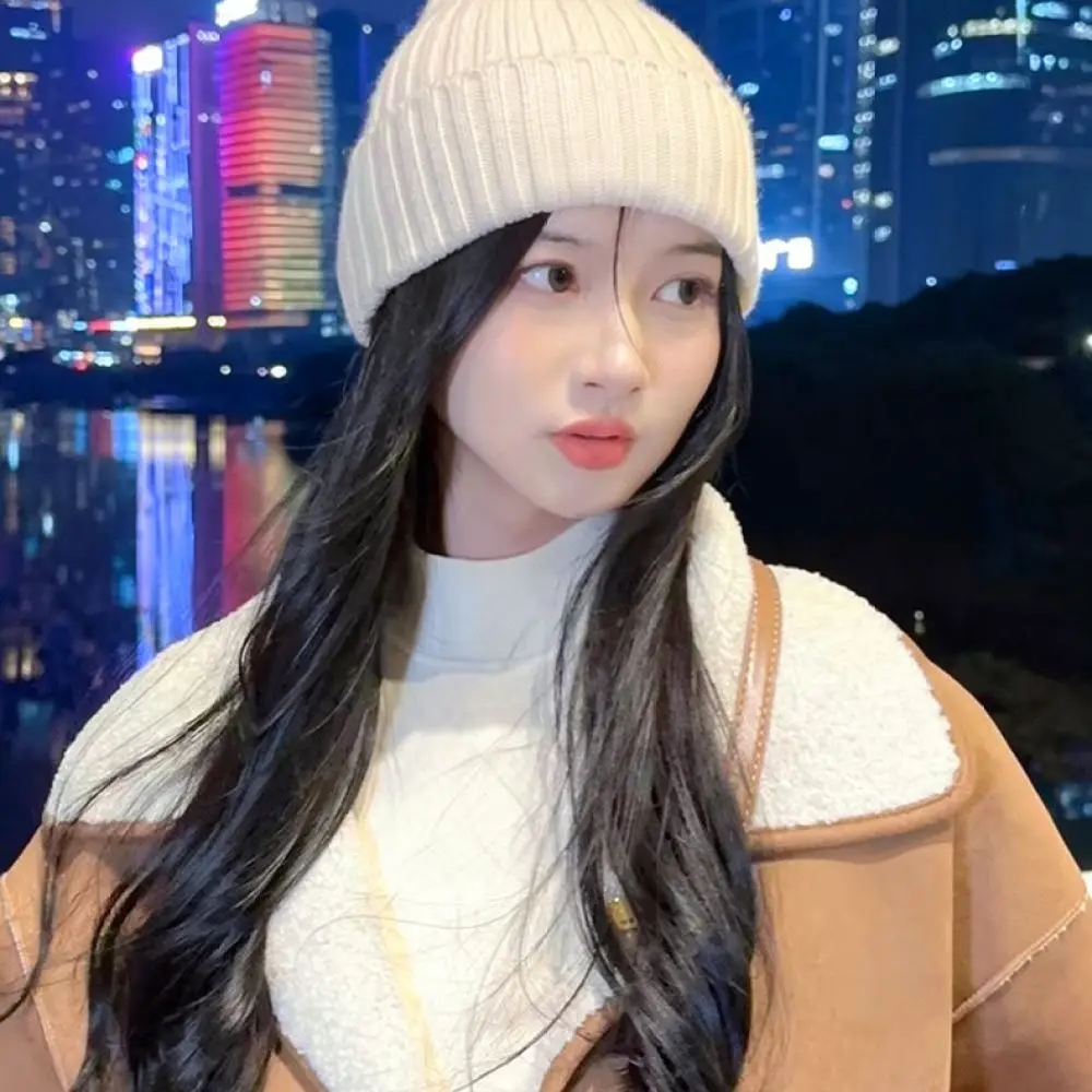Women Winter Wool Knit Beanie Hat Warm Cap Soft Elastic Ear Protector Fashionable Trendy Casual Outdoor Headwear