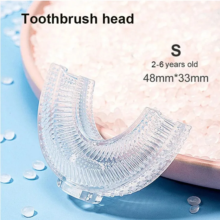 3Pcs U Shaped Toothbrush Heads Kids Silicone Brush Head 360 Degree Oral Teeth Cleaning For Children Electric Manual Toothbrushes