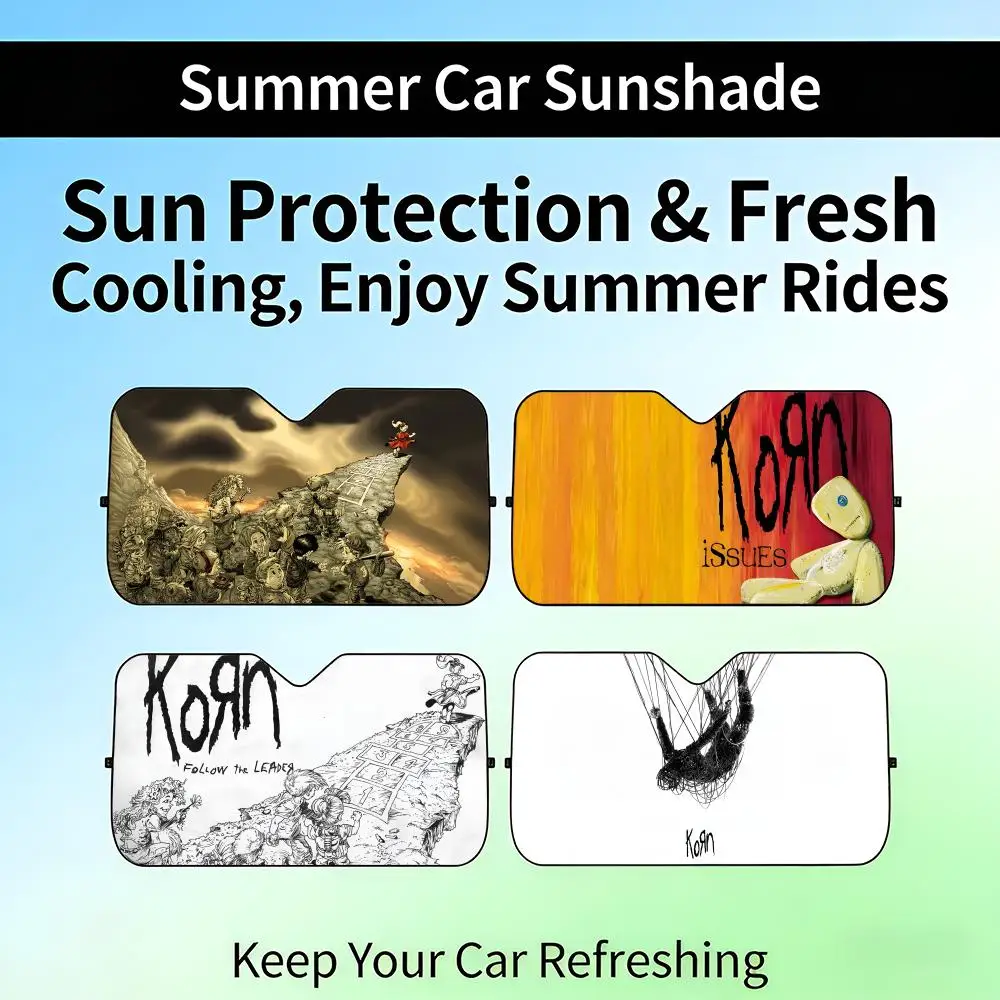 

Солнцезащитный козырек для автомобиля с логотипом известной группы Korn, выдвижной, для лобового стекла, защита от УФ-излучения