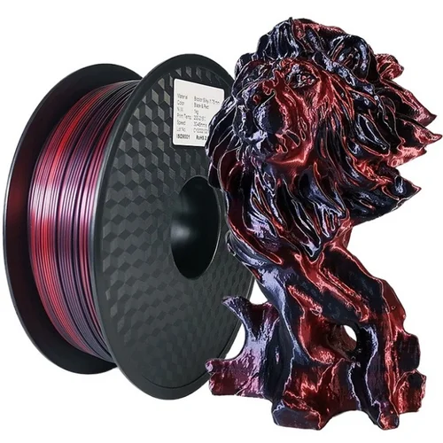 Imagen 2 del producto Filamento de seda de doble Color PLA 1,75mm 1kg 500g 250g Material plástico para impresora 3D filamento de dos colores PLA negro rojo verde paquete nuevo