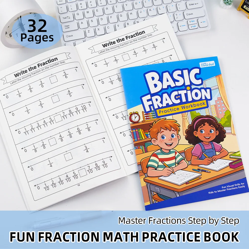 Basic Fraction Practice Workbook Kids Math Fraction Learning Exercise Book Elementary Mathematics Practice Notebook Homeschool