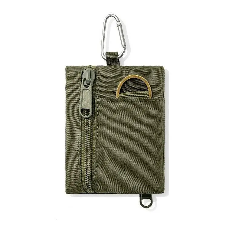 Wasserdichte Leichte Oxford Mini Taktische Tasche mit Karabiner, Reißverschluss, Schlüsselhalter, Münz- und Kartenfach, Outdoor-Wandertasche, Herren-Geldbörse – Detail 3