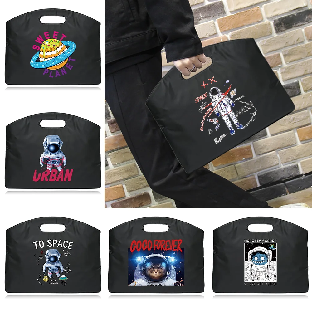 Fashion Women's Computer Document Handbag Business Briefcase Bag Astronaut Pattern Clutch Bag Capacity Handbag Messenger Bag