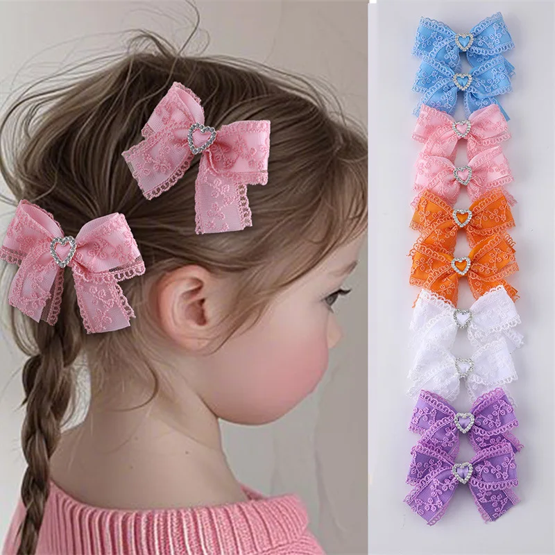 

10pcs Lace Bow Hairpins for Children Headwear Cute Bowknot Ribbon Clip Kids Hairbow Butterfly Hair Clip Side Hairpin Barrettes