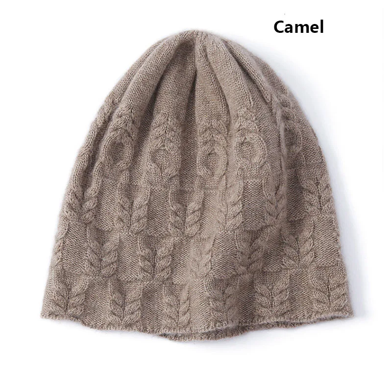 Fengbaoyu Autumn and Winter Cashmere Hat Women's Twisted Flower Pattern Wool Knitted Jacquard Leisure Ear Protection Fashion Hat