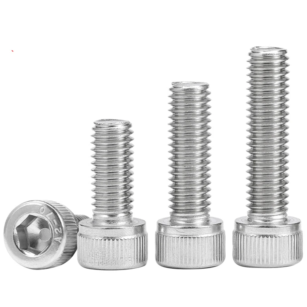 DIN912 Hex Socket Knurled Cap Head Bolts SUS304 A2 Stainless Steel Allen Key Screws 5/16