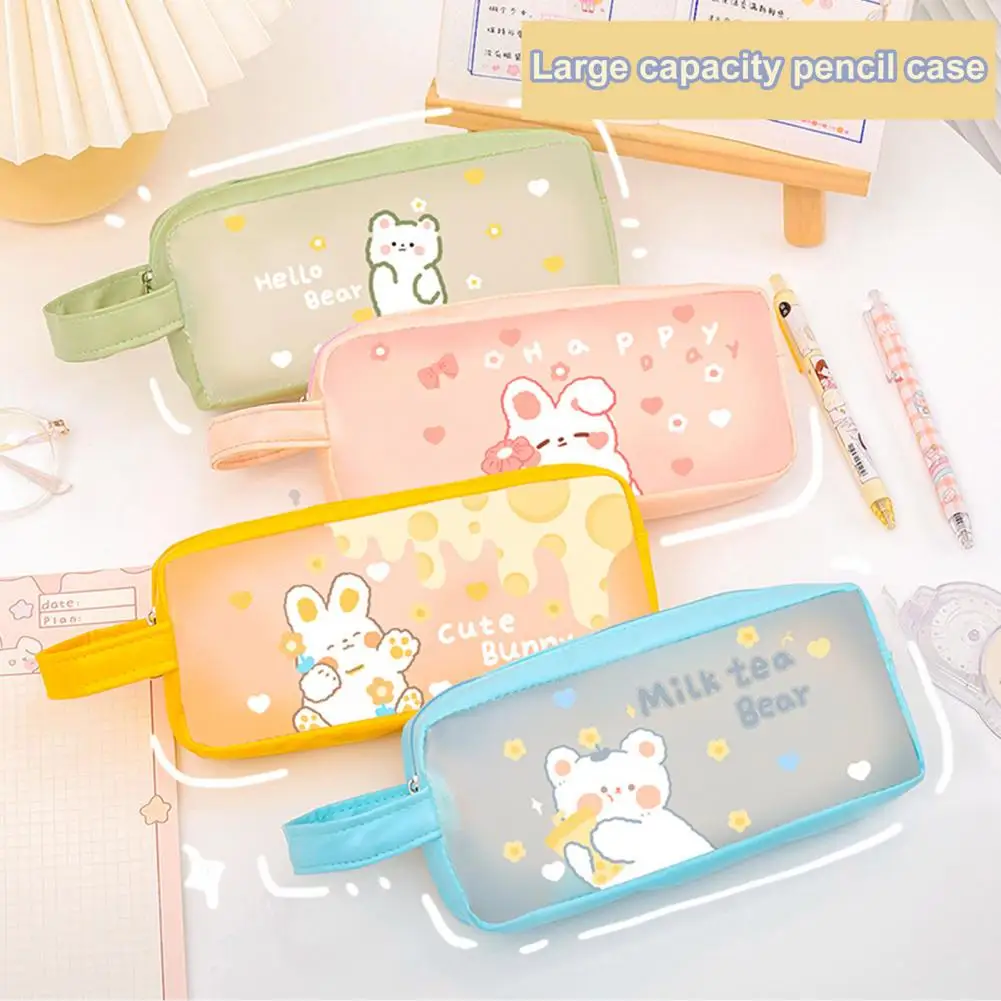 Useful Pencil Pouch Stationery Pen Case Convenient INS Korean Version Mesh Girls Storage Bag  Dust-proof