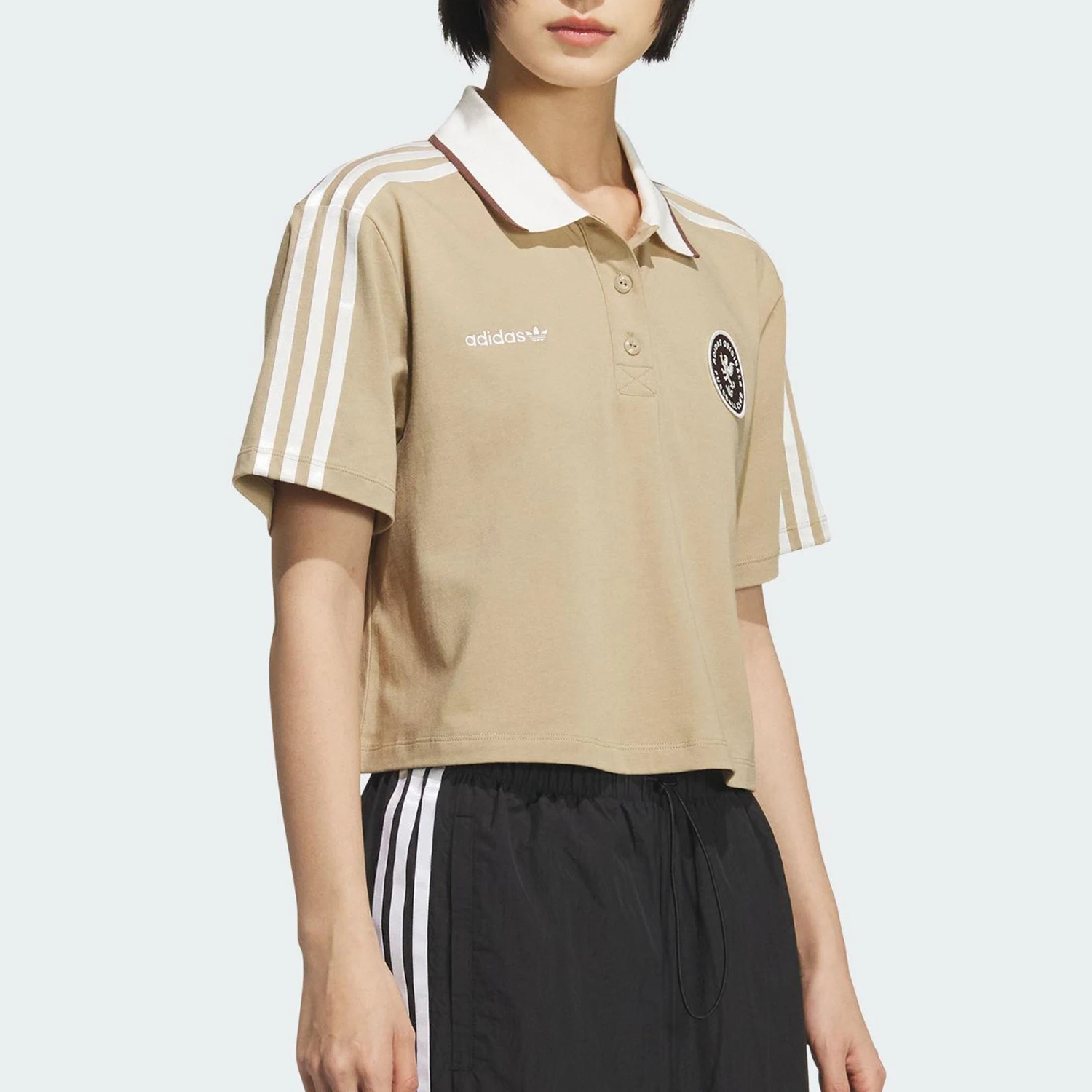 

Adidas натуральная клеверная женская рубашка-поло свободного вязания KH1186