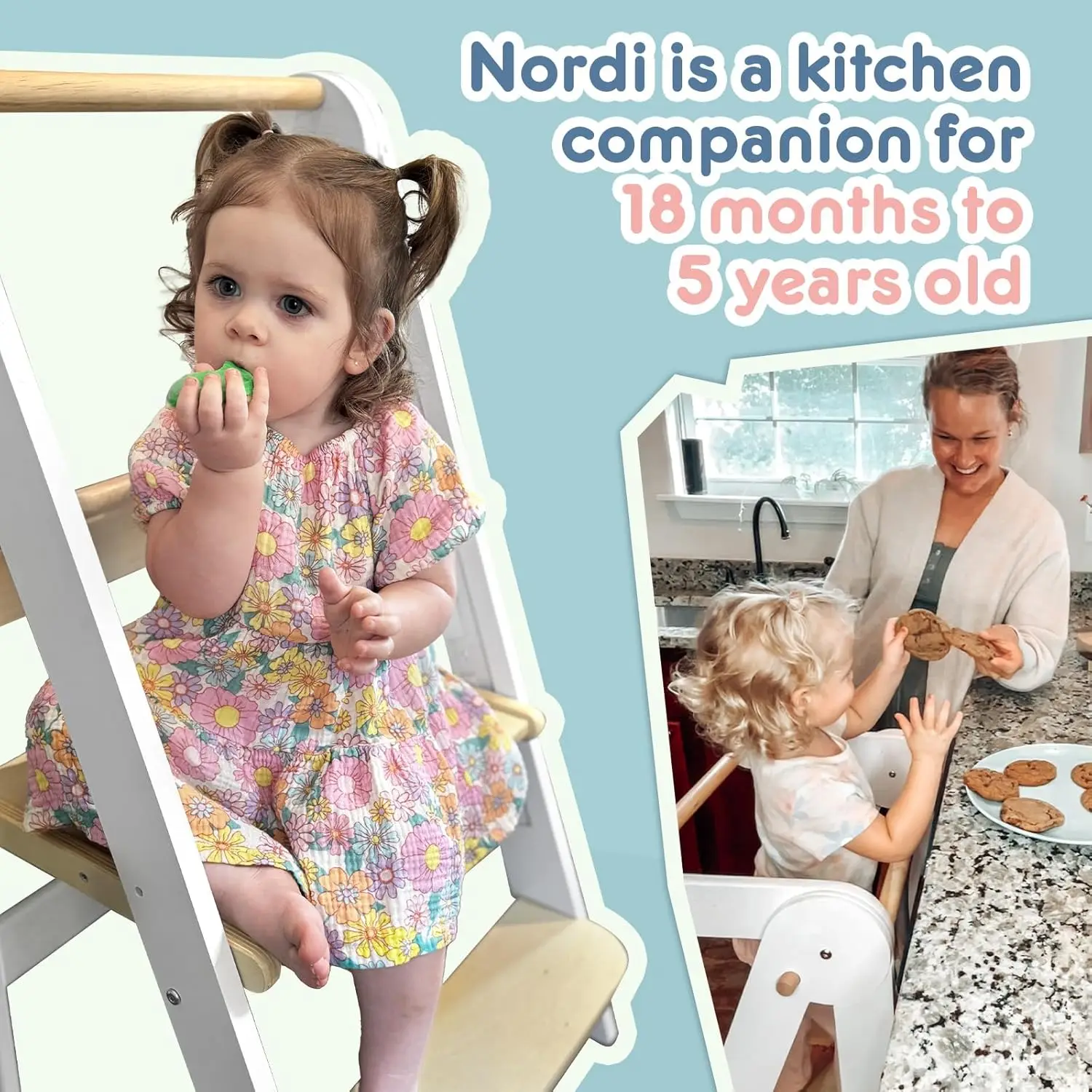 Toddler Kitchen Tower,Montessori Kitchen Stools Helper,Standing Tower with 3 Adjustable Heights,Suitable Age for 1.5-6 Years,Whi