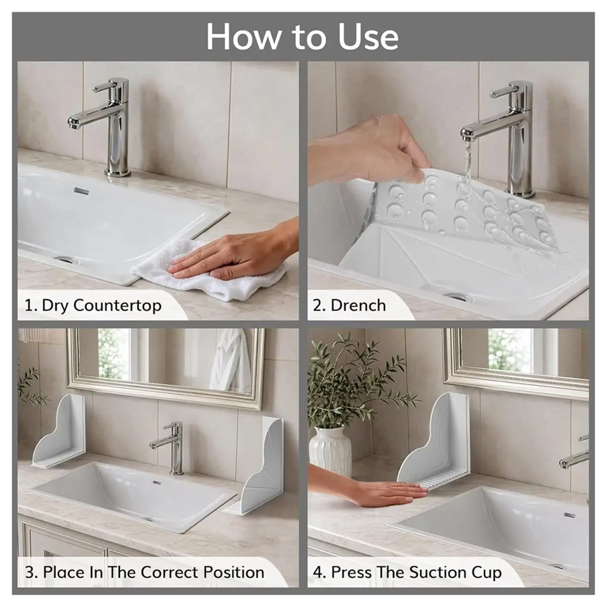 [NEW] 2 Pack Silicone Shower Splash Guard, No-Adhesive Bathtub Corner Water Blocker with Suction Cups, Reusable