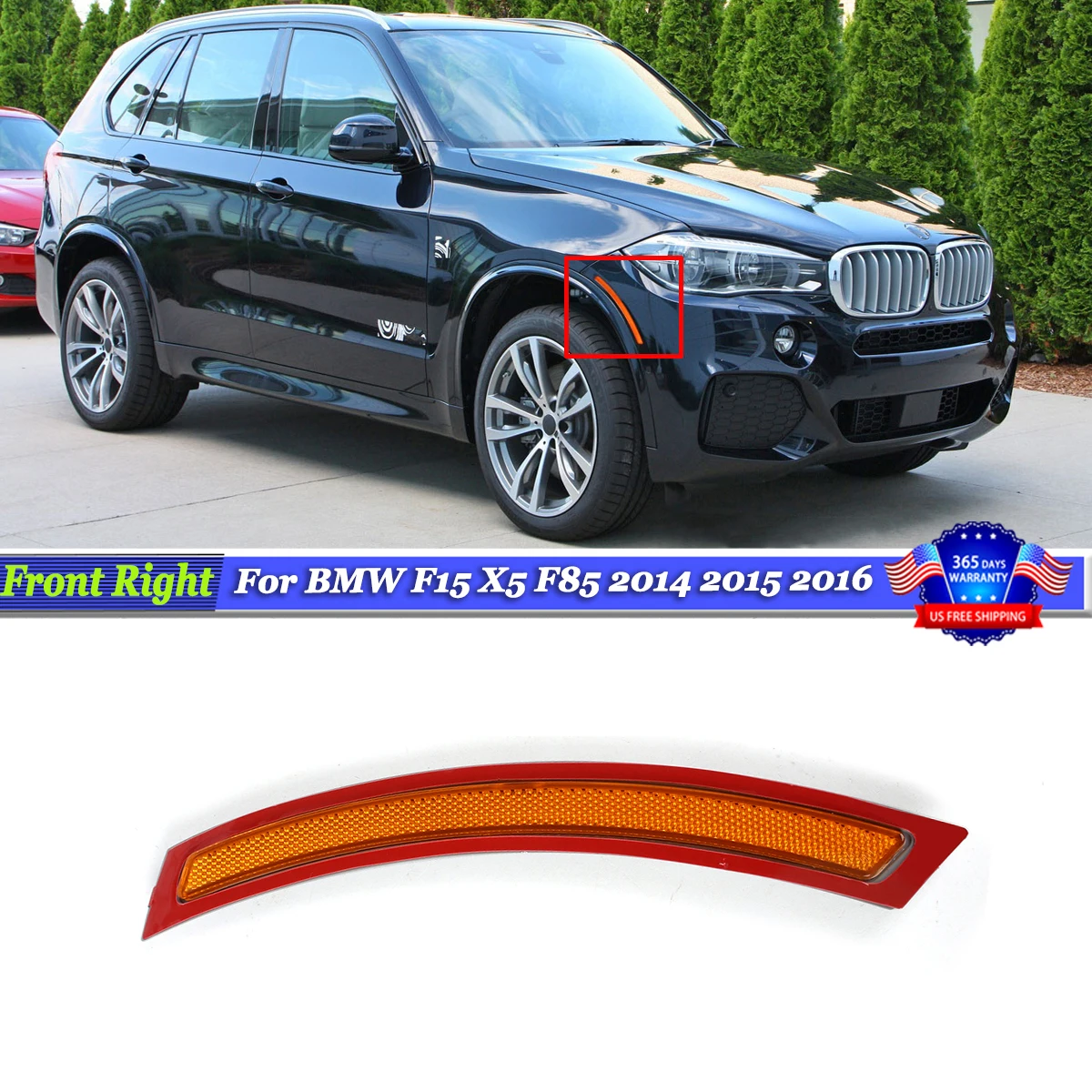 

1PC Left or Right Side Bumper Marker Reflector Light For 2014-2017 BMW F15 F85 X5 Car Side Marker Lights 63147290094 63147290093