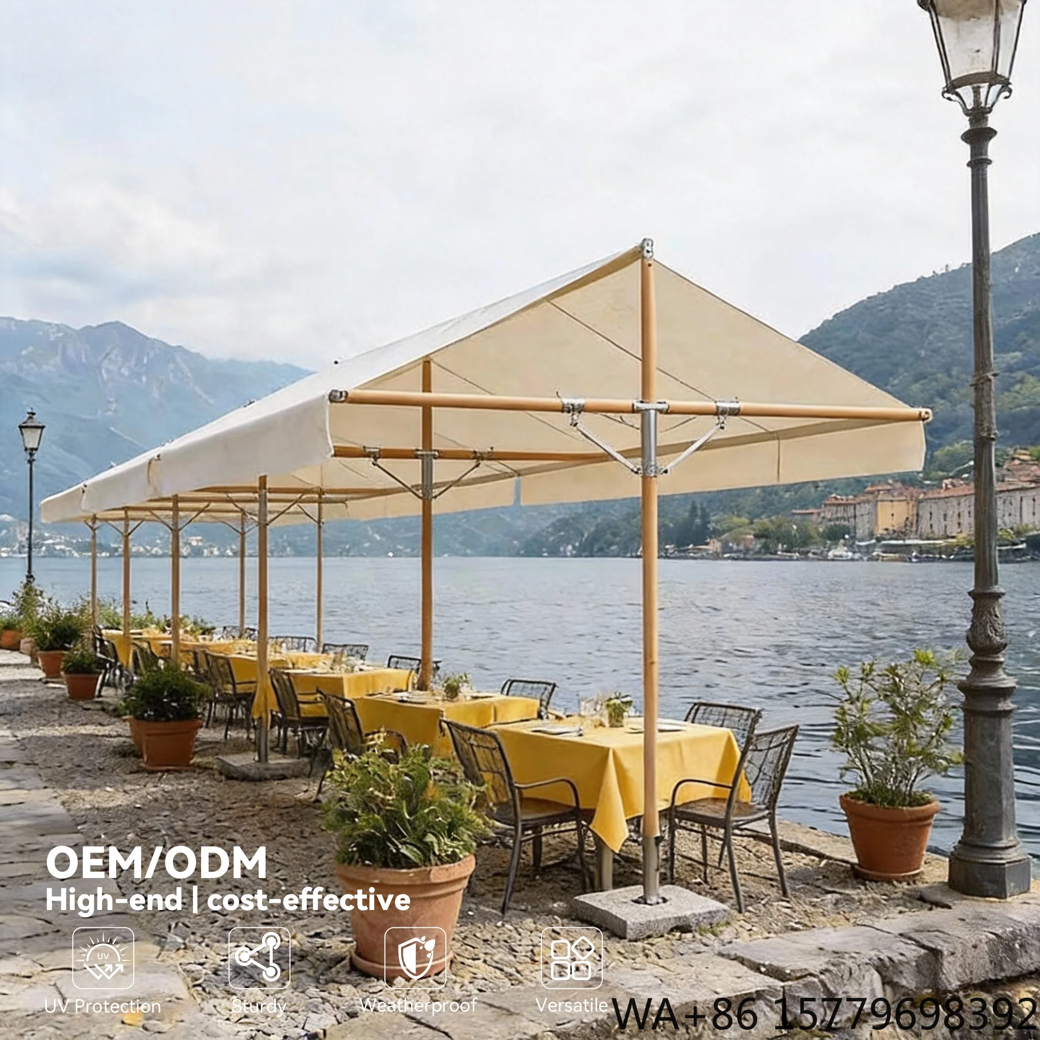 OEM&ODM Customizable Commercial Mobile Rain Awning Double Opening Retractable Square Polyester Aluminum Alloy Frame for Outdoor